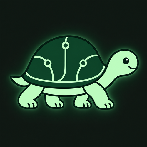 PACE's mint turtle with a circuit-patterned shell